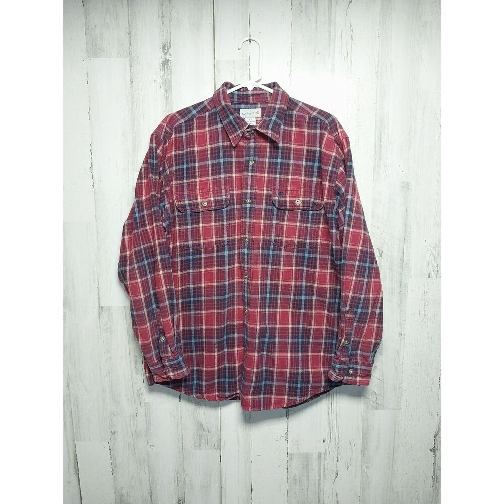 Carhartt Heavyweight Flannel Red Button Shirt S248 DKR  XL